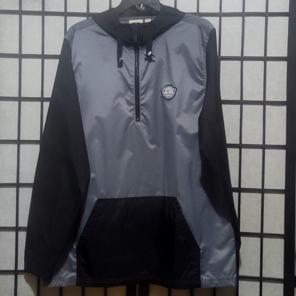 Dark gray and black Vans Wind breaker coat